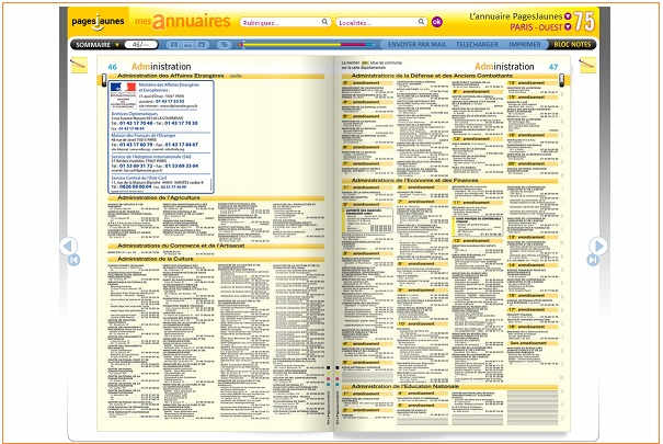 Les annuaires des Pages Jaunes en consultation numérique