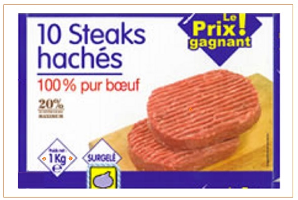 Rappel de steaks hachés surgelés Le Prix Gagnant vendus chez Leader Price